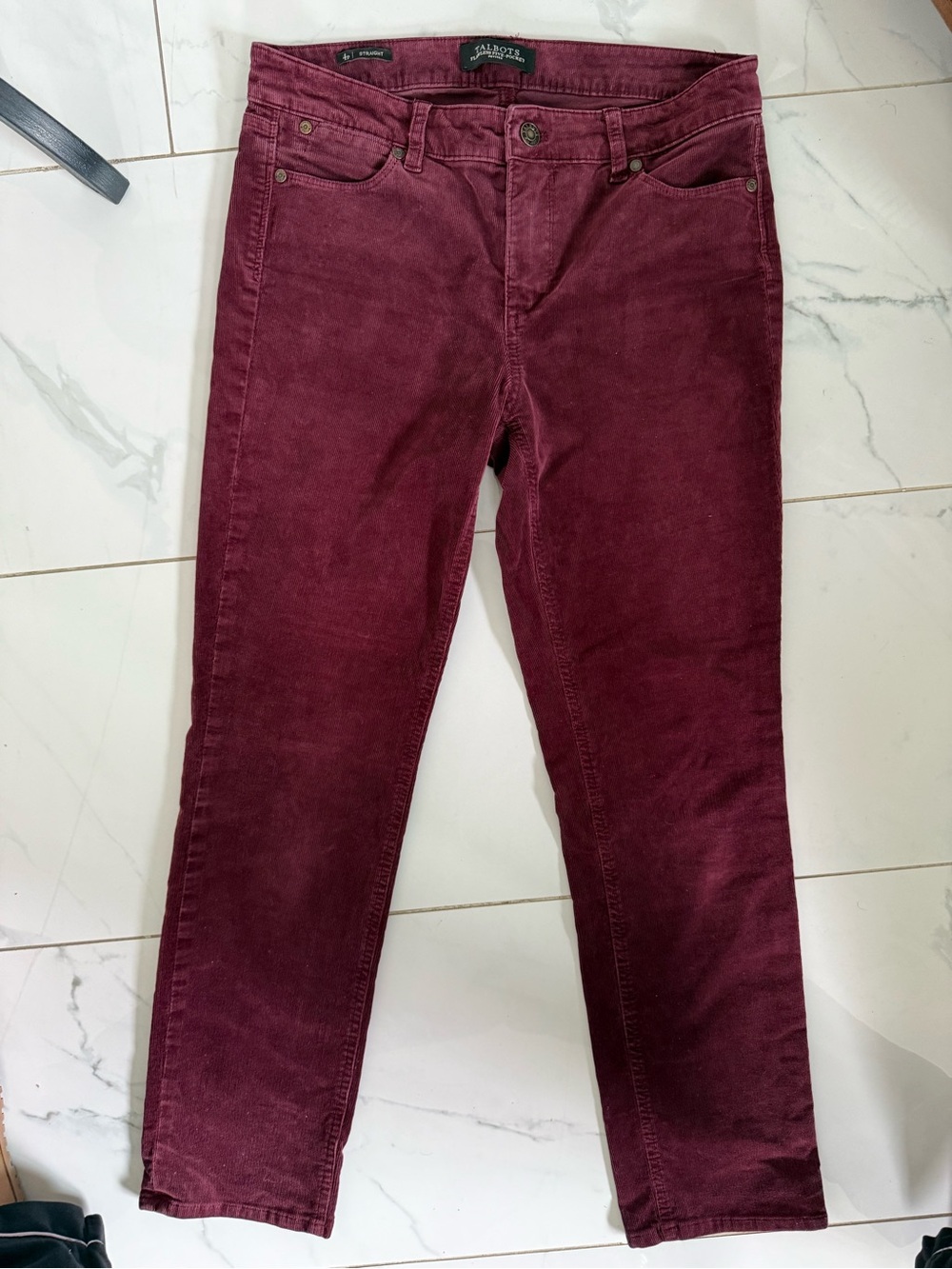Talbots Women's Burgundy Corduroy Skinny Jeans